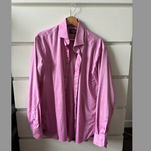 100% Cotton Impuntura Pink Dress Shirt - Men's L